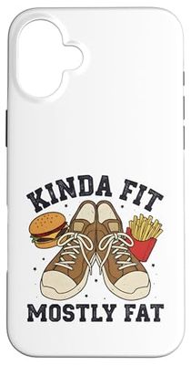 Kinda Fit Mostly Fat Funny Gym Workout Sarcastic Fitness Men Case for iPhone 16 Plus