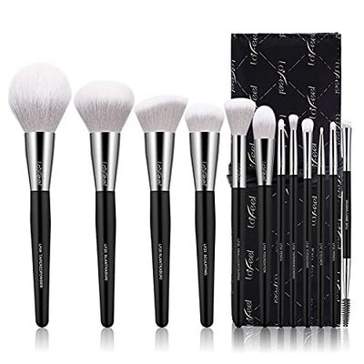 Enther & LaFeel Lot de 12 pinceaux de maquillage professionnels avec sac à pinceaux de maquillage, pinceaux de maquillage pour les yeux, fond de teint, anti-cernes, poudre, blush, fard à paupières,