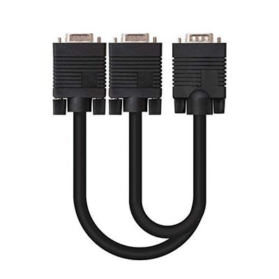 SVGA-splitterkabel met één HDB15-connector en twee HDB15-connectoren, lengte 45 cm, ideaal voor het aansluiten van meerdere apparaten op één videobron.