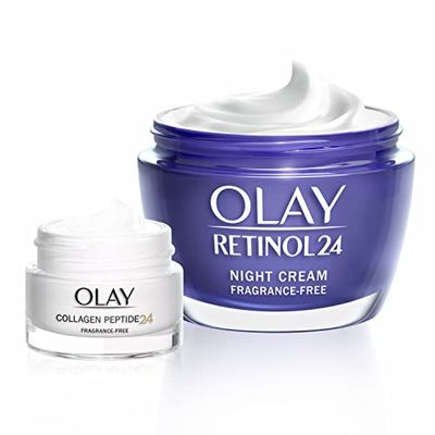 Olay Retinol 24 Crema Hidratante De Noche y Collagen Peptide 24 Crema De Día, 1 Unidad (Paquete de 1)