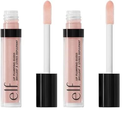 e.l.f. e.l.f, Lip Plumping Gloss, Hydrating, Nourishing, Invigorating, High-Shine, Plumps, Volumizes, Cools, Soothes, Pink Cosmo, Shimmer, 0.09 Oz (Pack of 2)