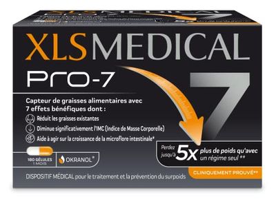 XL-S Medical PRO-7 - Gélules pour une aide à la perte de poids - 7 bénéfices (1) (2) - Perdez jusqu'à 5x plus de poids qu'avec un régime seul (1) - 180 gélules pour 1 mois