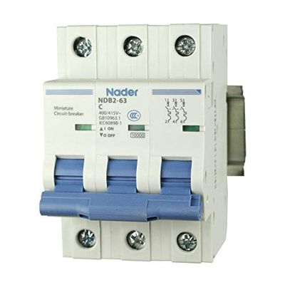 ASI NDB2-63C25-3 - Interruttore automatico per montaggio su guida DIN, protezione supplementare UL 1077, 25 amp, 3 poli, 240/480V, curva C di viaggio per uso generico