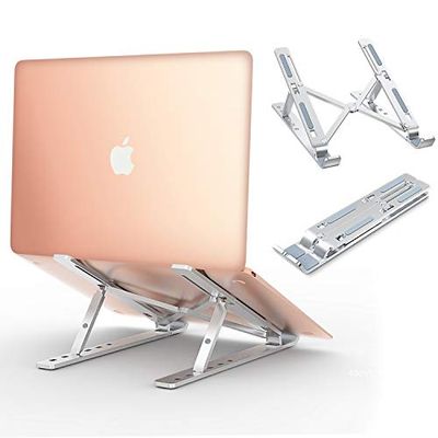 Babacom Laptop Stand, Ventilated Foldable Aluminium Notebook Stand for Cooling, Adjustable Laptop Holder Compatible with MacBook Air Pro, Huawei, Lenovo, Dell XPS,HP, All 10-15.6 Inch Laptops