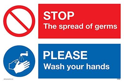 STOP germs PLEASE wash your hands sign - Vinyl/Sticker