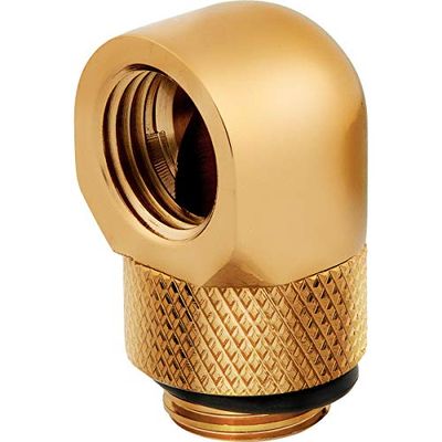 Corsair Hydro X Series Adaptateur Rotatif à 90 Degrés, Lot de 2 (Filetages G1/4 BSPP, Durabilité en Laiton Massif, Mécanisme de Rotation Sécurisé, Optimisé pour Les Débits Élevés) Or