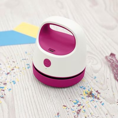 Crafter's Companion CC-Desk-VACU - Mini aspiradora portátil de Escritorio inalámbrica de Mano, Ligera y compacta, Limpiador de Mesa de área de Manualidades, Color Blanco