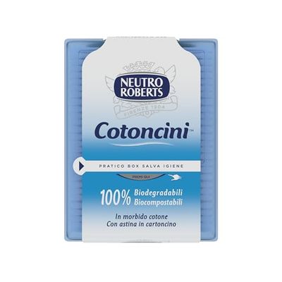 Neutro Roberts - Bomullsmaterial med hygienlådor - Mjuk och biologiskt nedbrytbar bomullsflingor med pappersstam, perfekt för barn - 260-pack