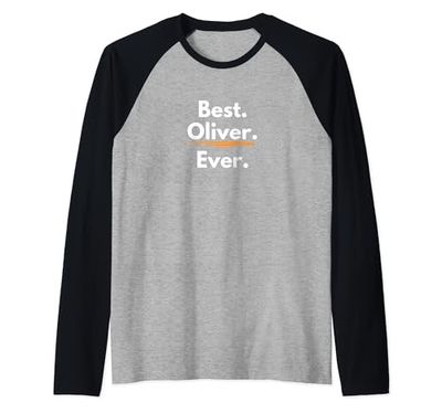 Miglior Oliver Ever Divertente Nome Scherzo Personalizzato Gag Maglia con Maniche Raglan