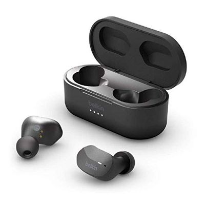 Belkin SoundForm Auricolari true Wireless (Cuffie Bluetooth per iPhone, Samsung, Google, controlli touch, Custodia di Ricarica Portatile, riproduzione 24 ore, isolamento rumori, anti-sudore) Nero