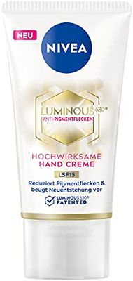 NIVEA Luminous 630 Hand Cream SPF 15 (50 ml), närande kräm minskar pigmentfläckar och förhindrar nyskapande, mycket effektiv antipigmentfläckar kräm för händerna