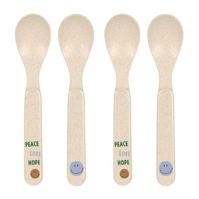 LÄSSIG kinderlepelset (4-delig) kinderbestek zonder melamine, BPA-vrij, voor vaatwasser en magnetron/lepelset Happy Rascals Smile