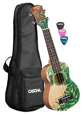 Soprano Ukulele Leafy (incl. Bag padded, 3 Picks)