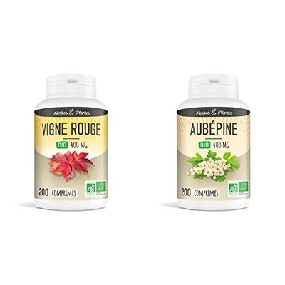 Herbes Et Plantes Vigne Rouge Bio 200 Comprimés 400 mg & Aubépine Bio 200 Comprimés 400 mg