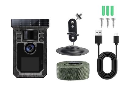 Technaxx Caméra de Surveillance Solaire Wildcam Wi-FI TX-326 pour la Faune Sauvage avec écran 1,77", Vision Nocturne, détecteur de Mouvement PIR, Batterie 5000 mAh, IP65, déclenchement en 0,4s