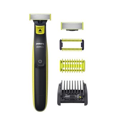 Philips OneBlade Face & Body, Rade, Regola e Rifinisce Qualsiasi Lunghezza di Capelli, Lama Originale, Pettine Regolabile 5 in 1 (modello QP2620/30)