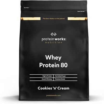 The Protein Works Whey Protein 80 (Concentrate) Shake Powder, Cookies and Cream, 2 kg