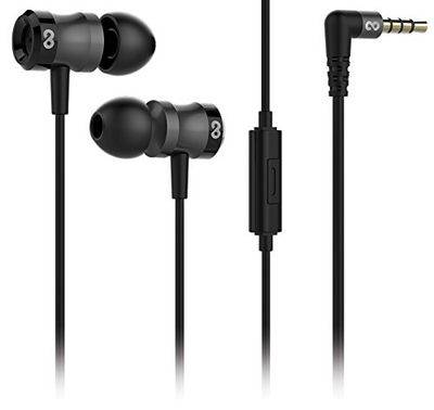 conecto CC50145 Cuffie auricolari con 3 auricolari incluso microfono con altoparlante da 9,2 mm, tripla protezione da cavo antipiega, 1,2 m nero