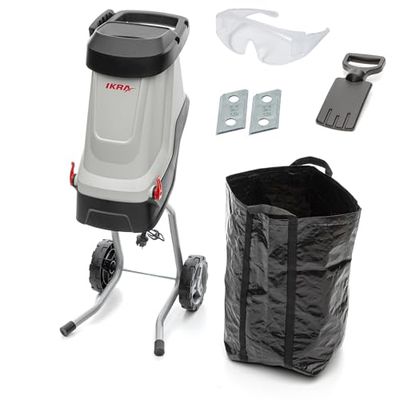 IKRA trituradora eléctrica IMH 2800, incl. bolsa de recogida de 45 l, 2800 W, incl. 2 cuchillas reversibles de repuesto y gafas de seguridad