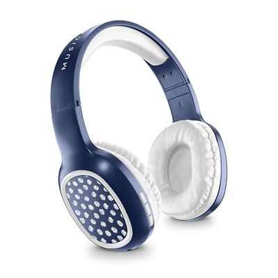 Music Sound SHINY Cuffia Wireless con Padiglioni Around Ear, Per un Ascolto Immersivo del Suono, Disponibile in Colorazioni e Fantasie, Play Time 14 ore, Blu