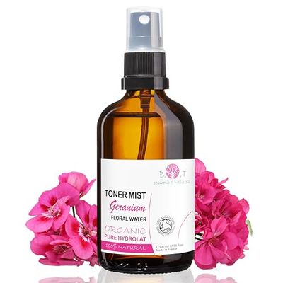 B.O.T cosmetic & wellness Idrolato di Geranio Biologico. Acqua di Geranio per la Cura della Pelle (Viso e Vorpo), dei Capelli e della Casa. Tonico per il Viso 100% Naturale e Puro - 500 ml