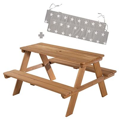 roba Salon d'extérieur pour enfant avec coussin d'assise - Résistant aux intempéries - En bois massif - En teck