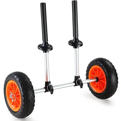 VEVOR Kajak Trolley 252x670x605mm Kano Trolley Belastbaar tot 127kg Surf Trolley Aluminiumlegering 20cm Rubber Wielen 110-455mm Verstelbaar Voor Boot Trolley Kajak Kano Transport Trolley Surf Trolley Boot Trailer
