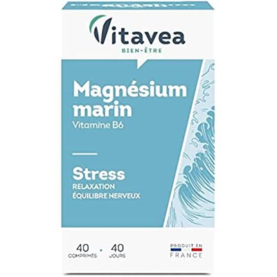 Vitavea - Magnésium Marin Vitamine B6 - Complément Alimentaire Anti Stress,Relaxation, Equilibre Nerveux - Magnesium B6 - 40 comprimés - Cure de 40 jours - Fabriqué en France