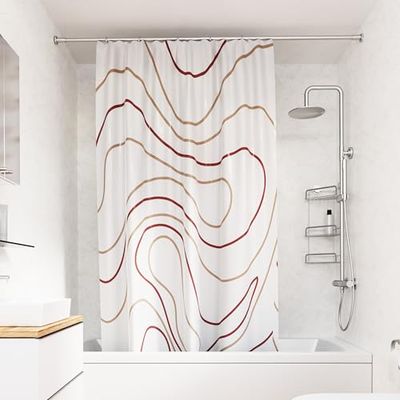 Croydex Cortina de Ducha con diseño de Remolino Rosa, 100% poliéster, Dobladillo Pesado, Lavable a máquina y recubierta con Proseal para repelencia al Agua, 1800 x 1800 mm