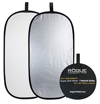 Rogue Reflector Plegable súper Suave 2 en 1 de 20 x 40 Pulgadas, Color Plata/Blanco Natural, ROGUE2040SW