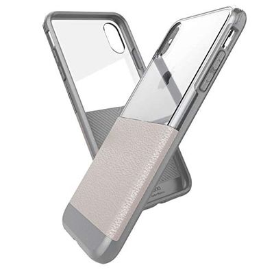 iPhone Xs Max fodral - X-Doria Dash serien skyddande polykarbonatfodral med falskt svart läder - elegant fodral för Apple iPhone Xs Max, 6,5" skärm (grädde)