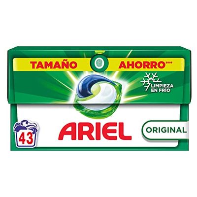 Ariel Original Todo En Uno Pods, Detergente Lavadora Liquido en Capsulas/Pastillas, 43 Lavados, Jabon Con Mayor Eficacia en la Limpieza Ropa en Frio