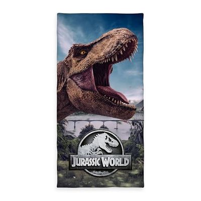Herding, Asciugamano in Velluto Jurassic World, 75 x 150 cm, Asciugamano in 100% Cotone, Velluto