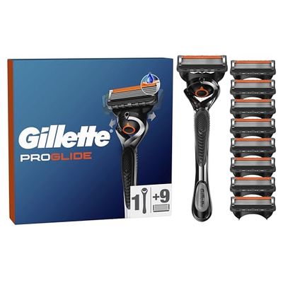 Gillette ProGlide Men's Razor with Flexball Technology, Gillette Razors for Men, 9 Razor Blade Refills with Precision Trimmer, 5 Anti-Friction Blades, Gillette Proglide Razor Blades, Mens Razors