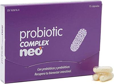 NEO | Probiotic Complex | 15 Cápsulas | Con Microgránulos a Base de Probióticos y Prebióticos | Mejora las Funciones Digestivas | Ayuda al Bienestar Intestinal