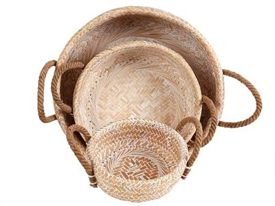 SET 3 CESTOS C/ASAS BAMBU