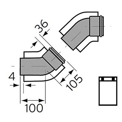 Vaillant 0020209569 curveset 45 inch diameter 60/100 turbomag, wit