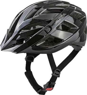 ALPINA PANOMA Classic, black gloss, 56-59 cm, optimalt ventilerad touring-cykelhjälm med valfritt LED-ljus för vuxna