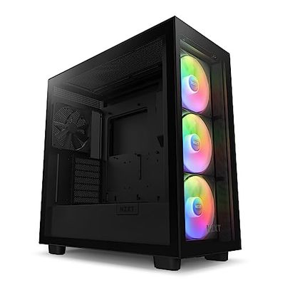 NZXT H7 Elite noir – CM-H71EB-02 - Boîtier Gaming compact - Airflow élevé – Panneaux avant et latéral en verre trempé – Cable management facile – 3 ventilateurs F140 RGB Core inclus (2023)