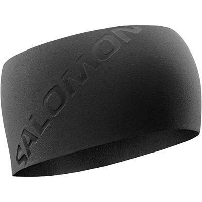 Salomon Winter Training Unisex Headband, Warmth, Fit, Full featured, Deep Black, Shiny Black, One Size