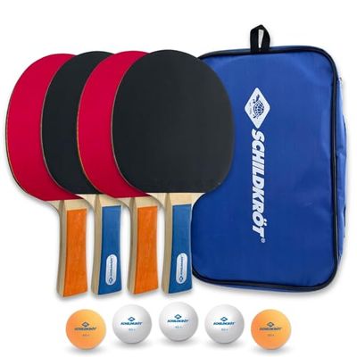 Schildkröt bordtennisset hobby, för 4 spelare (4 klubbor, 5 bollar, i bärväska, god fritidskvalitet), 788603