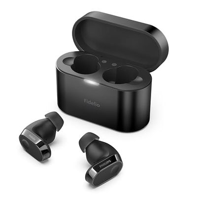 PHILIPS Fidelio T2 Cuffie Bluetooth True Wireless In-Ear con cancellazione del rumore alta qualità della chiamata, assistente vocale compatibile con 40 ore di tempo di riproduzione, Nero