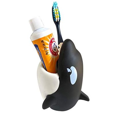 Lily's Home - Portaspazzolino da denti per bambini, in silicone resistente, facile da pulire, portaspazzolino e dentifricio, porta spazzolino da denti per il bagno di Lily's Home (balena)