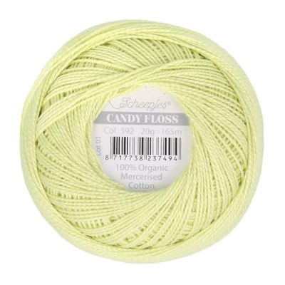 Scheepjes - Scheepjes Candy Floss 392 Lime Juice (165m) Orgánico Mercerizado Algodón Hilo - 1x20g