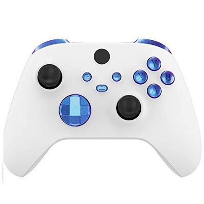 eXtremeRate Botones Completos para Xbox Series S X Mando - Repuesto Botón de LB RB LT RT Bumpers Gatillos D-Pad ABXY Start Back Sync Compartir Teclas para Xbox Series X/S Control (Azul a Violeta)