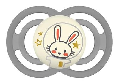 MAM Chupeta que brilha no escuro, a partir de 16 meses, tetina extra fina e flexível de silicone de fácil aceitação, com caixa autoesterilizadora, MAM Perfect, neutro brilhante, pack 1