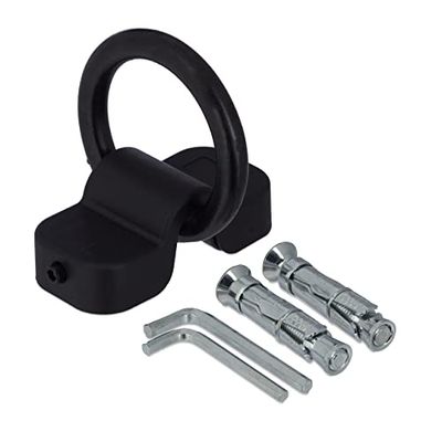 Relaxdays Bracket, Wall and Floor Anchor, Bike Mount, Fixed, 14mm Hook, Steel, Plastic, Motor, Storage, Black, 4.5 x 12 x 5.5 cm