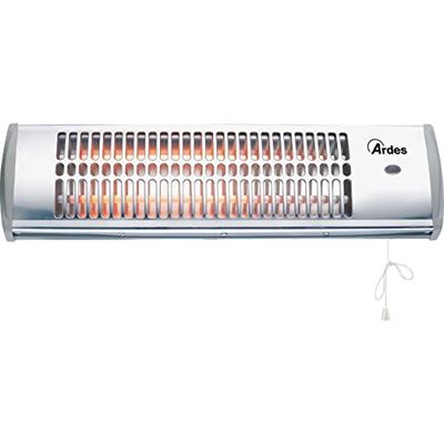 Ardes Ar437B Kwarts-wandverwarming, voor buiten, binnen, ventilatorkachel, laag verbruik, wandverwarming, 2 vermogensniveaus, 600 W/1200 W, zilver, 54 x 12 x 15 cm