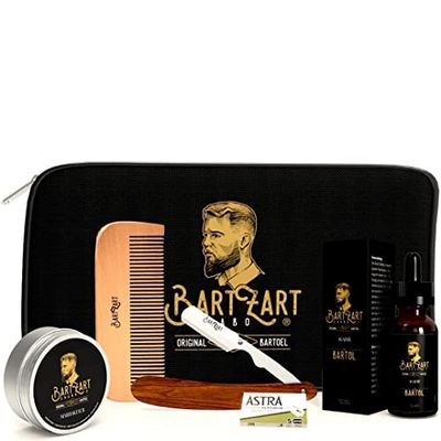 BartZart beard care set with razor I high quality beard oil I natural beard wax I beard comb made of wood I cedar wood fragrance