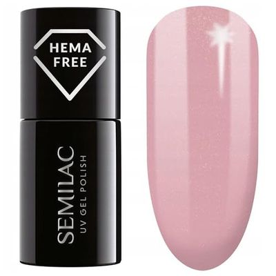 SEMILAC 376 Shimmer Stone Pink Diamond Nail UV Gel Polish | Long Lasting and Easy to Apply | Soak off UV/Led | Perfect for Home and Professional Manicure and Pedicure 7 ml